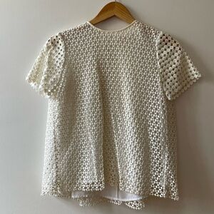 Tory Burch Cream Lace Overlay Short Sleeve Top